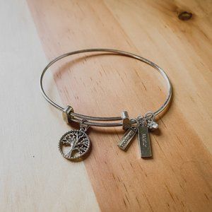 Lia Sophia Family Tree of Life Silver Tone Expandable Charm Bangle Bracelet